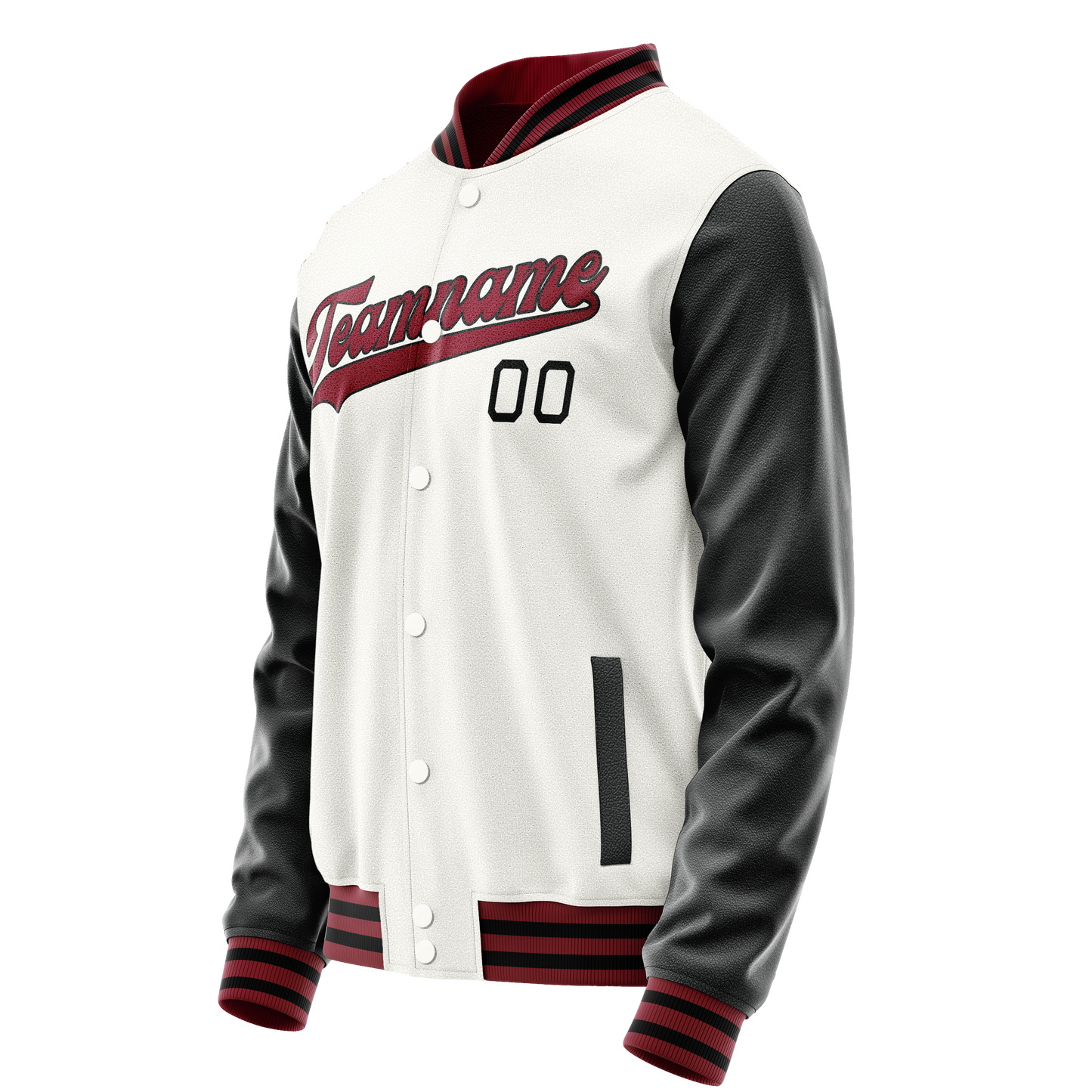 Custom White Black Solid Color Varsity Letterman Jacket