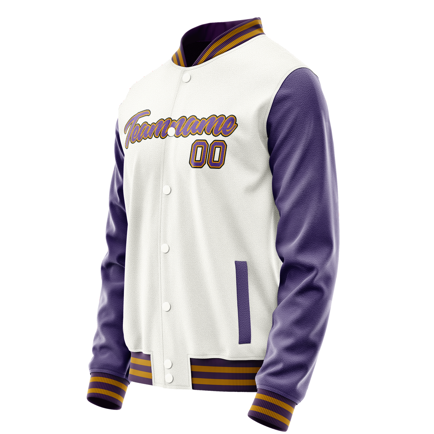 Custom White Purple Solid Color Varsity Letterman Jacket