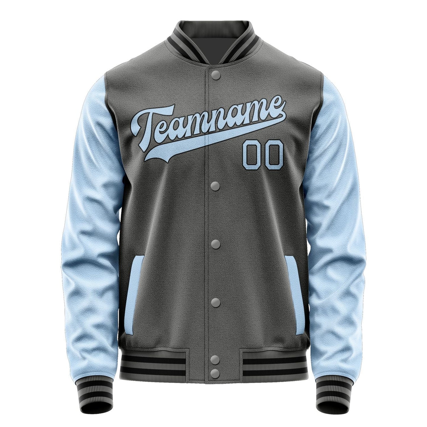 Custom Dark Grey Light Blue Jacket JA2020082017B31708