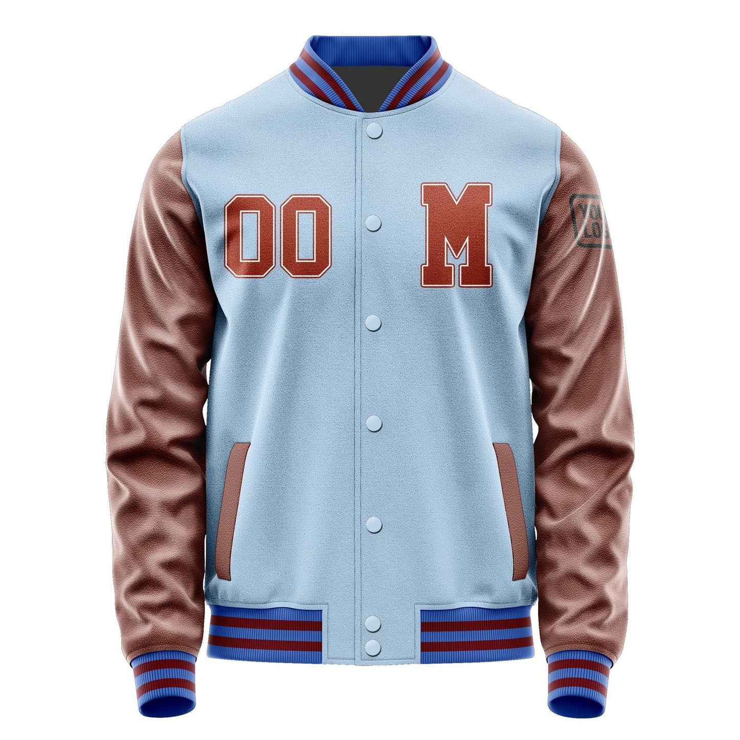 Custom Light Blue Coral Red Jacket Jb0808160915161817