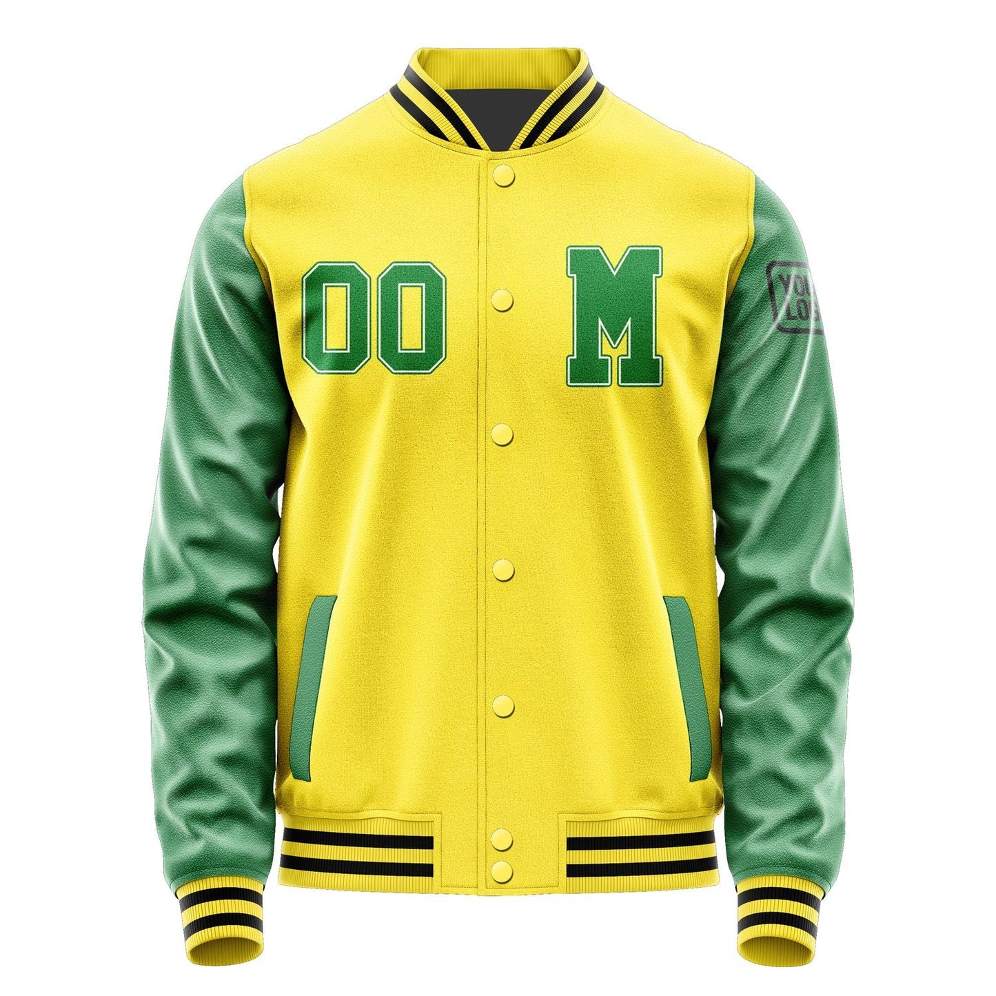 Custom Light Yellow Emerald Green Jacket Jb2626242617241817