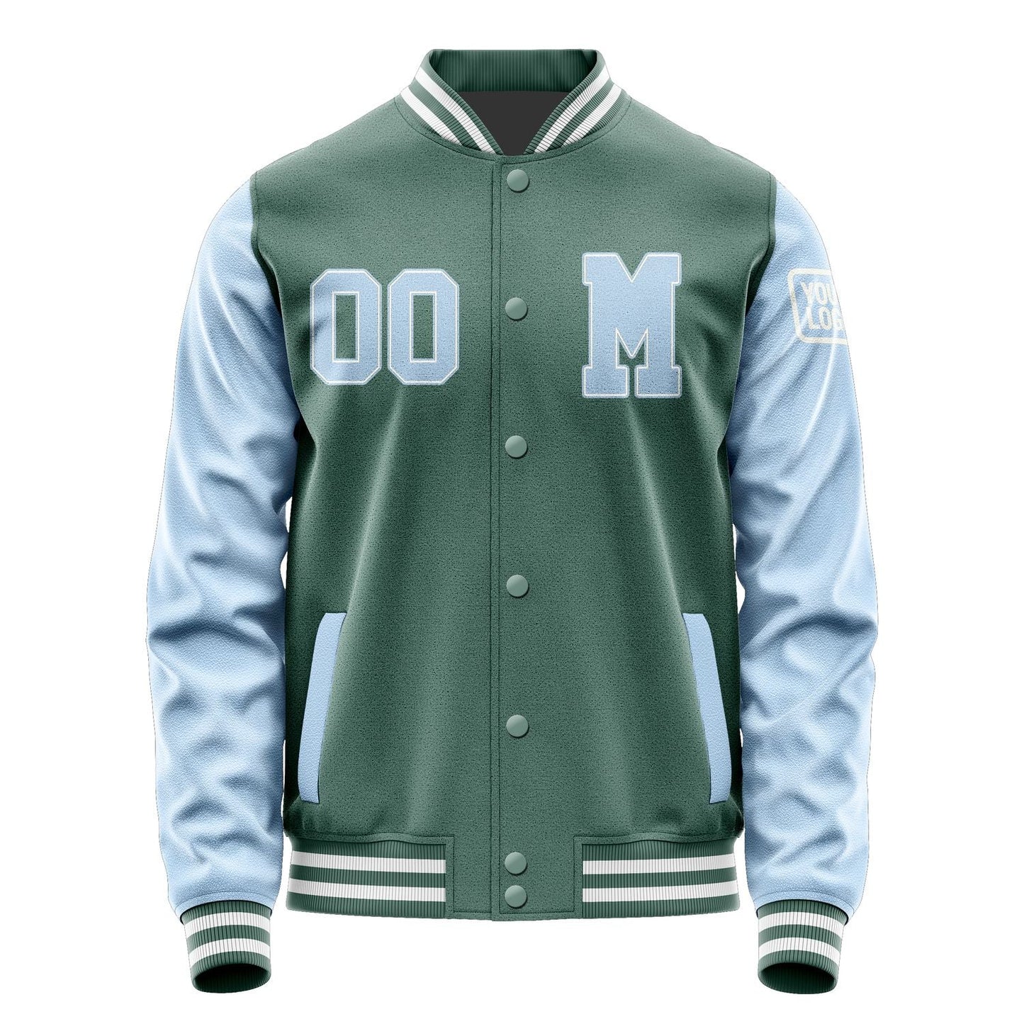 Custom Blue Green Light Blue Jacket Jb2727082718081818