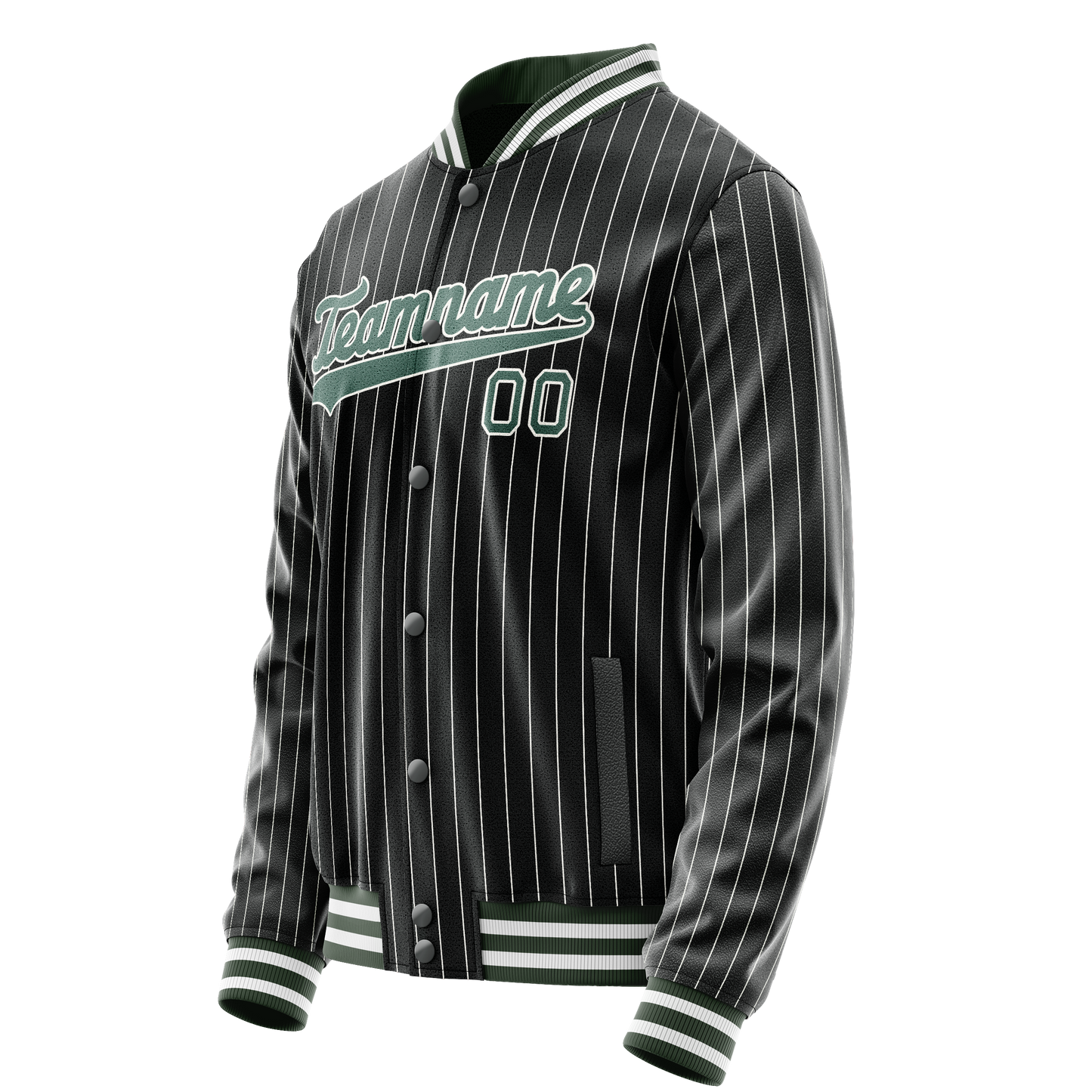 Custom Black Teal White Pinstripe Varsity Letterman Jacket