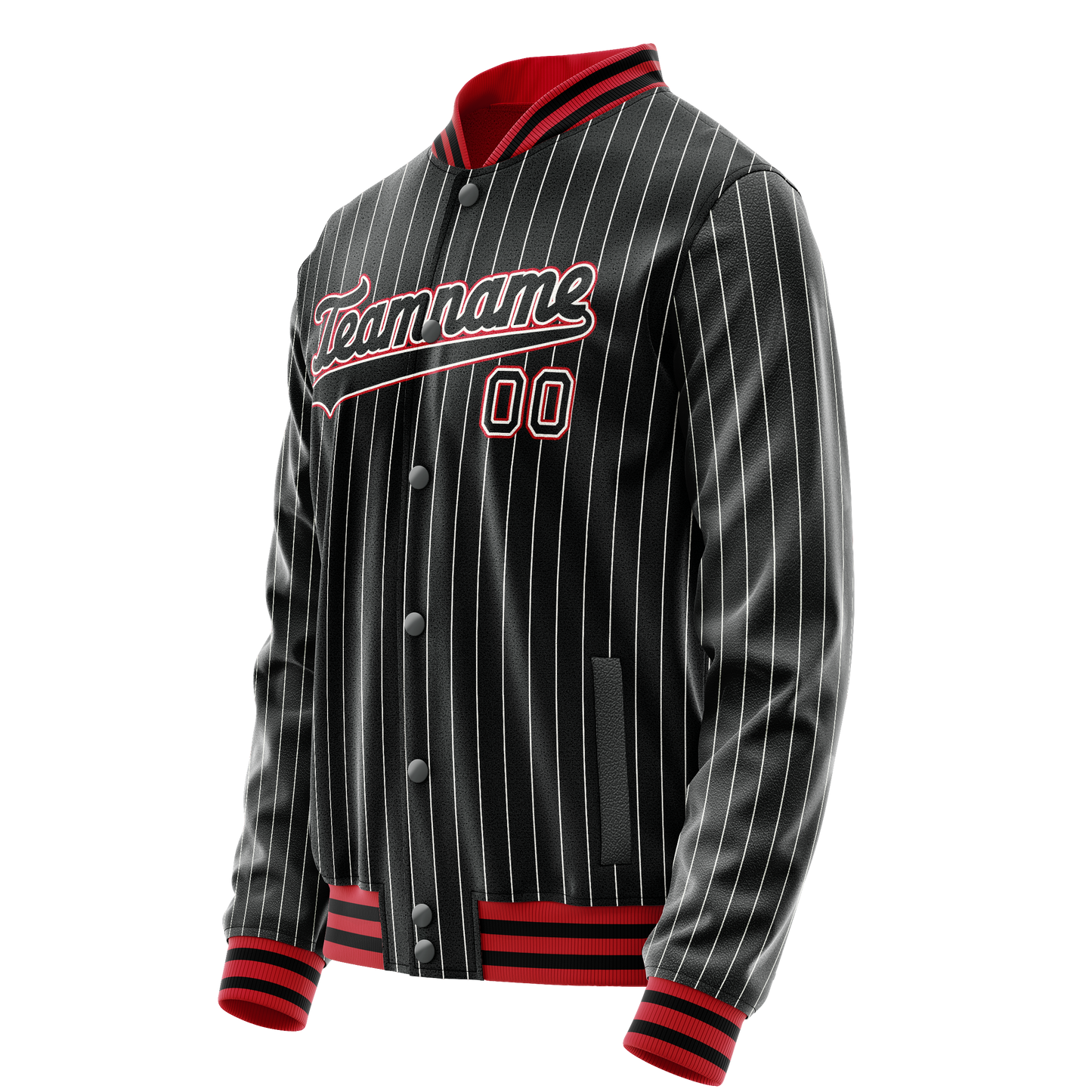 Custom Black Orange White Pinstripe Varsity Letterman Jacket