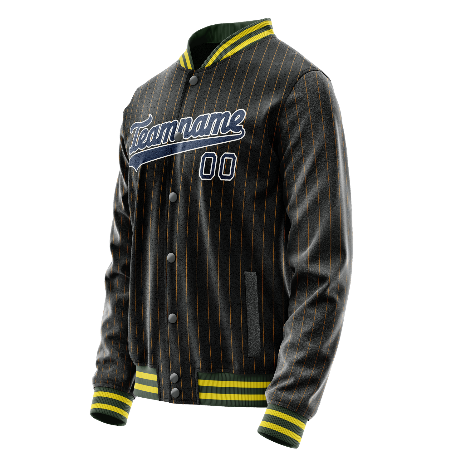Custom Black Royal Old Gold Pinstripe Varsity Letterman Jacket