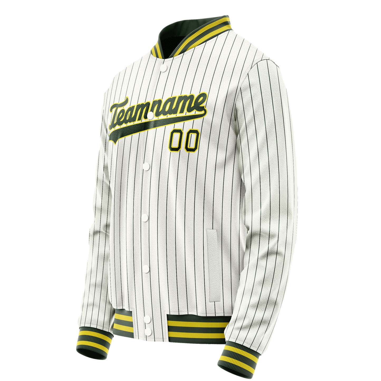 Custom White Kelly-Green Kelly Green Pinstripe Varsity Letterman Jacket
