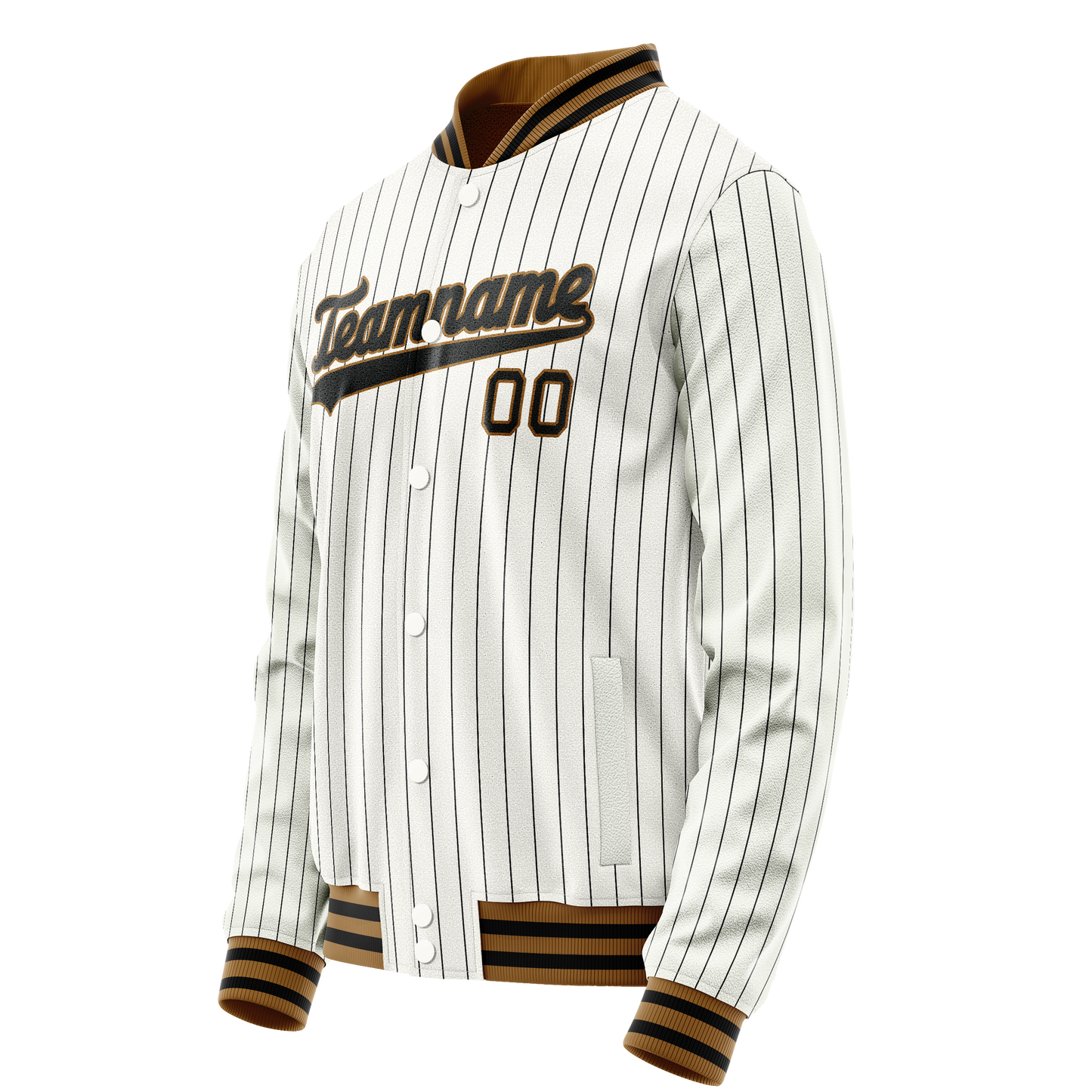 Custom White Black Black Pinstripe Varsity Letterman Jacket