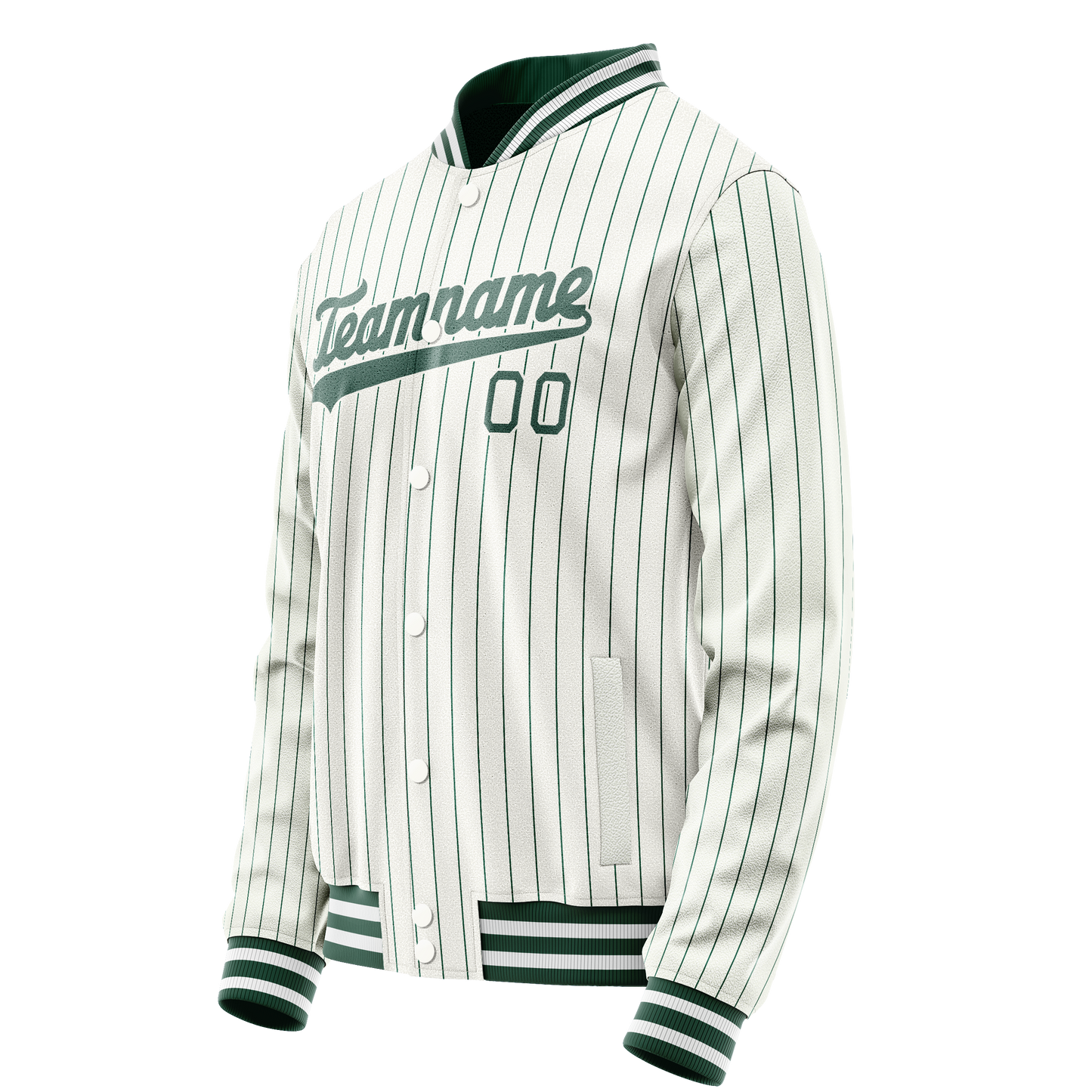 Custom White Teal Teal Pinstripe Varsity Letterman Jacket