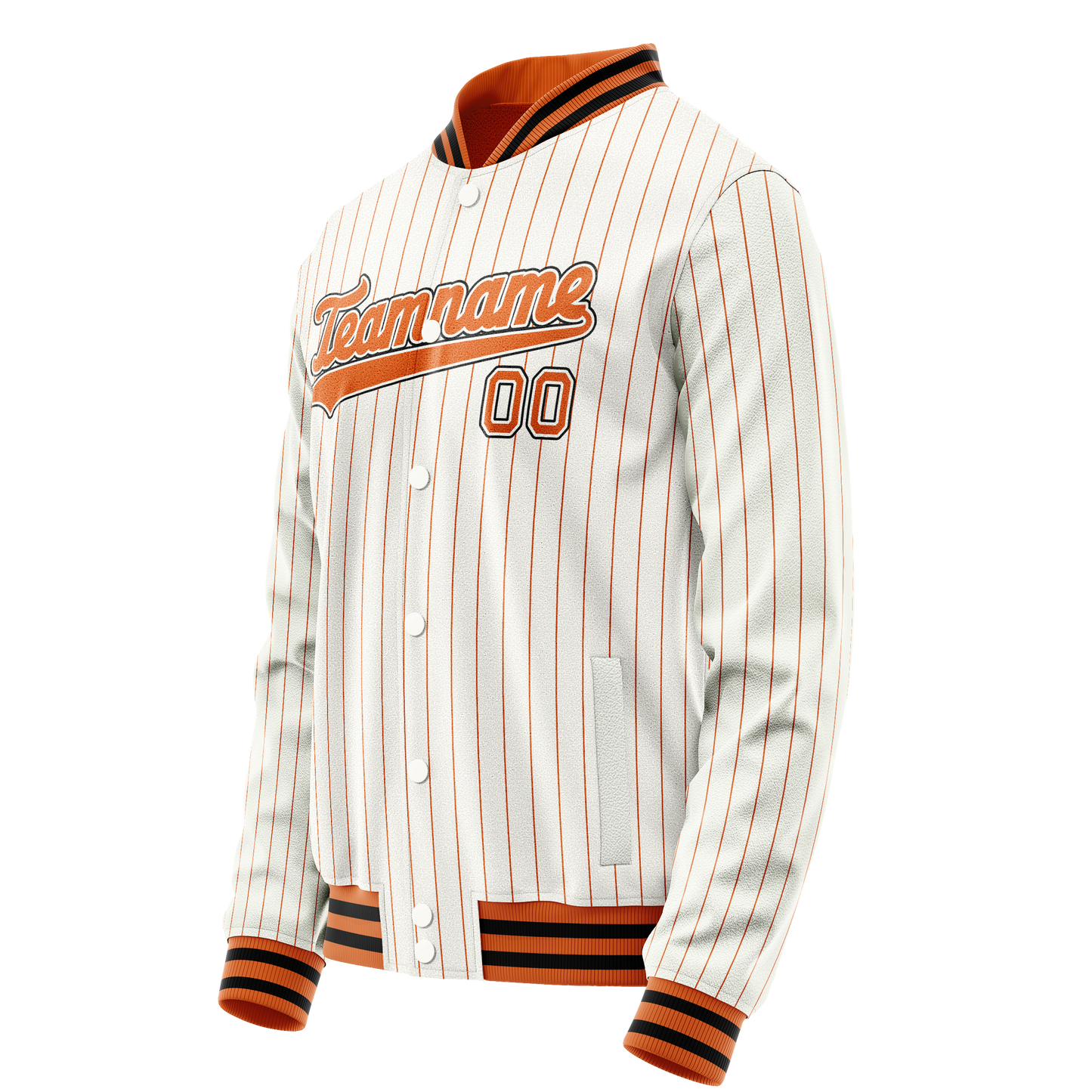 Custom White Orange Orange Pinstripe Varsity Letterman Jacket