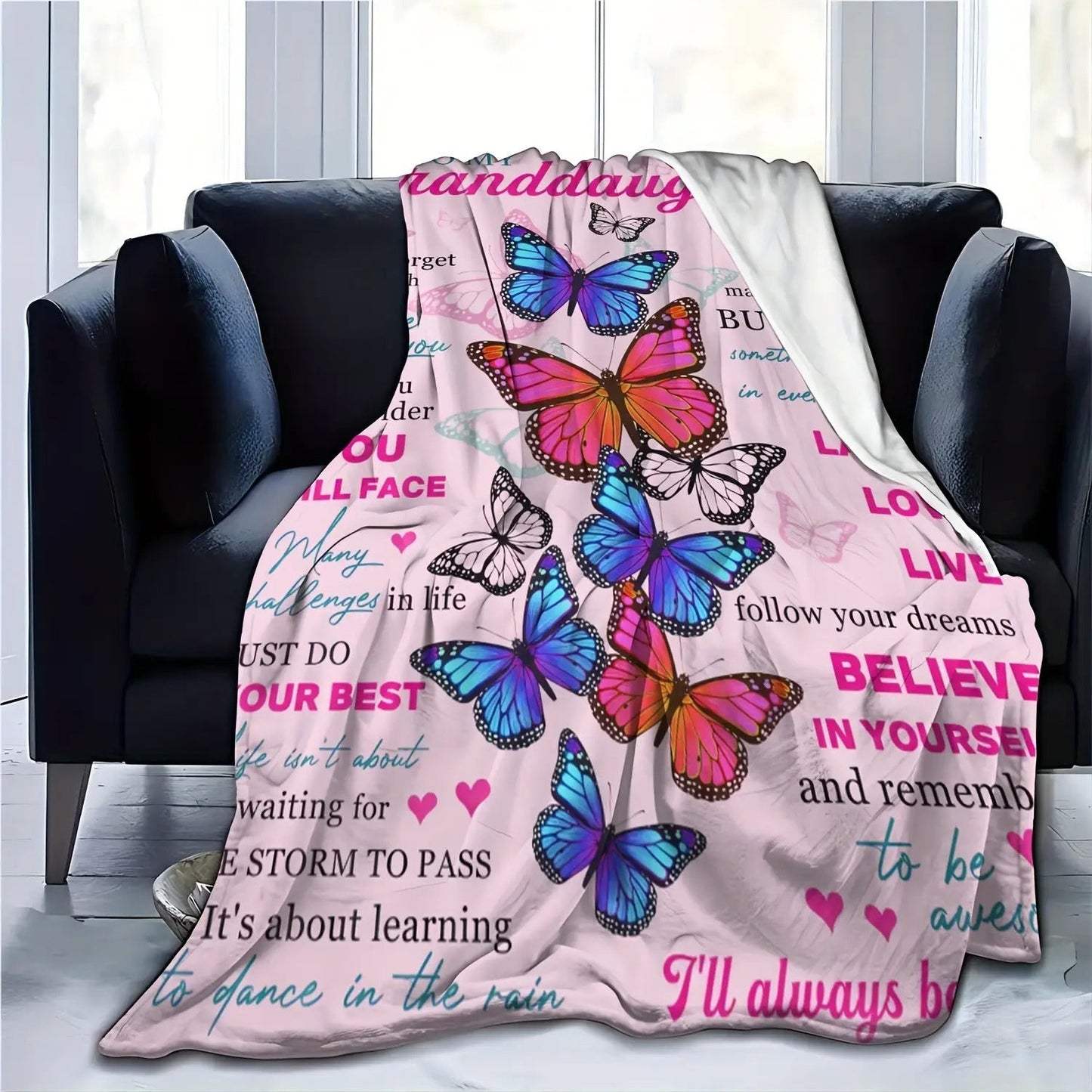 Gifts for Granddaughter Blanket - To My Granddaughter Never Forget How Much I Love You,” From Grandparents, Birthday, Graduation, Everyday Encouragement, Inspirational Motivational