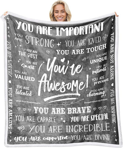 Blanket for Son Gifts, “You’re Awesome!”, From Mom Dad, Birthday, Graduation, Christmas, Everyday Encouragement, Inspirational