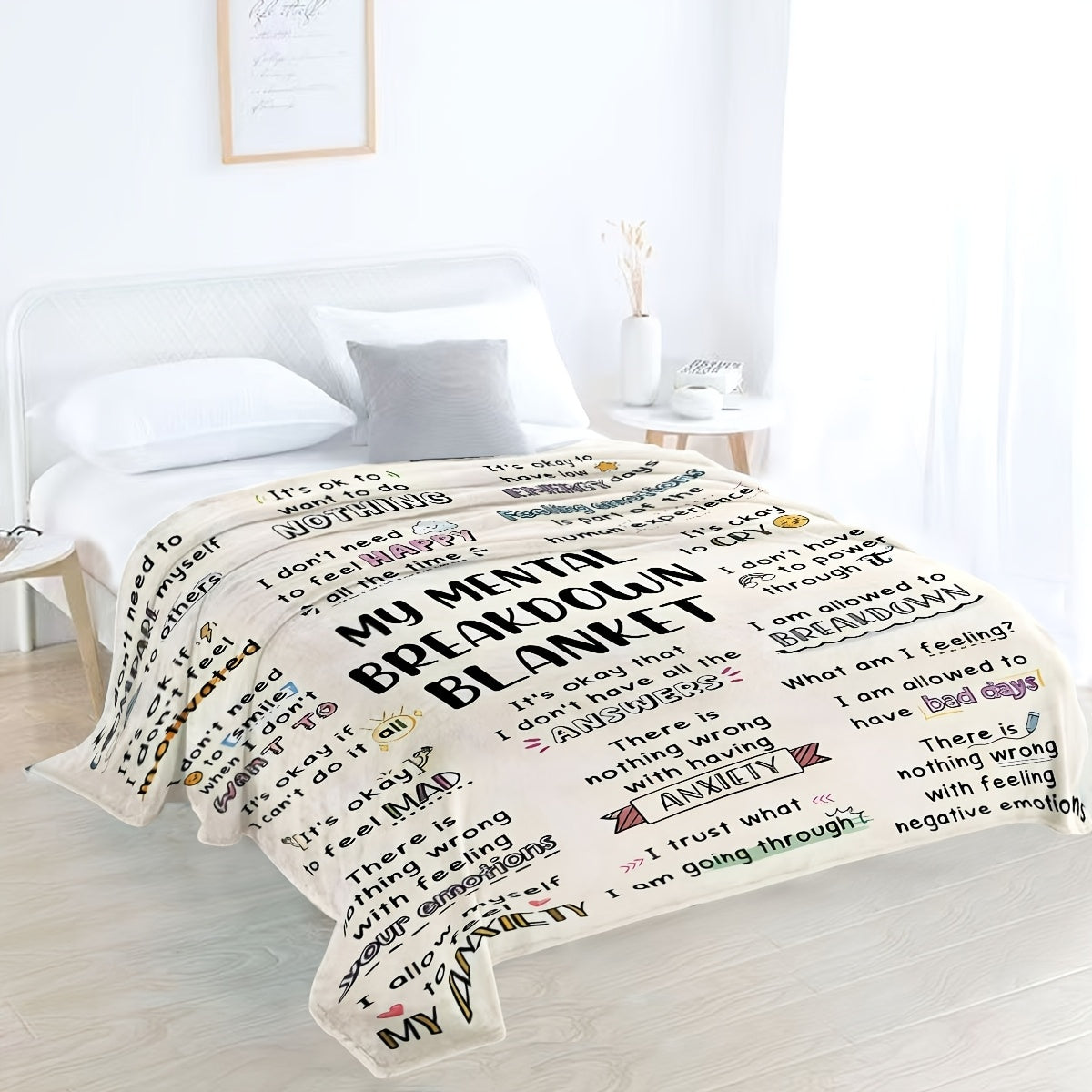 Mental Health Blanket for Gifts - My Mental Breakdown Blanket - From Family Friends, Birthday Christmas Everyday Encouragement, Inspirational Motivational