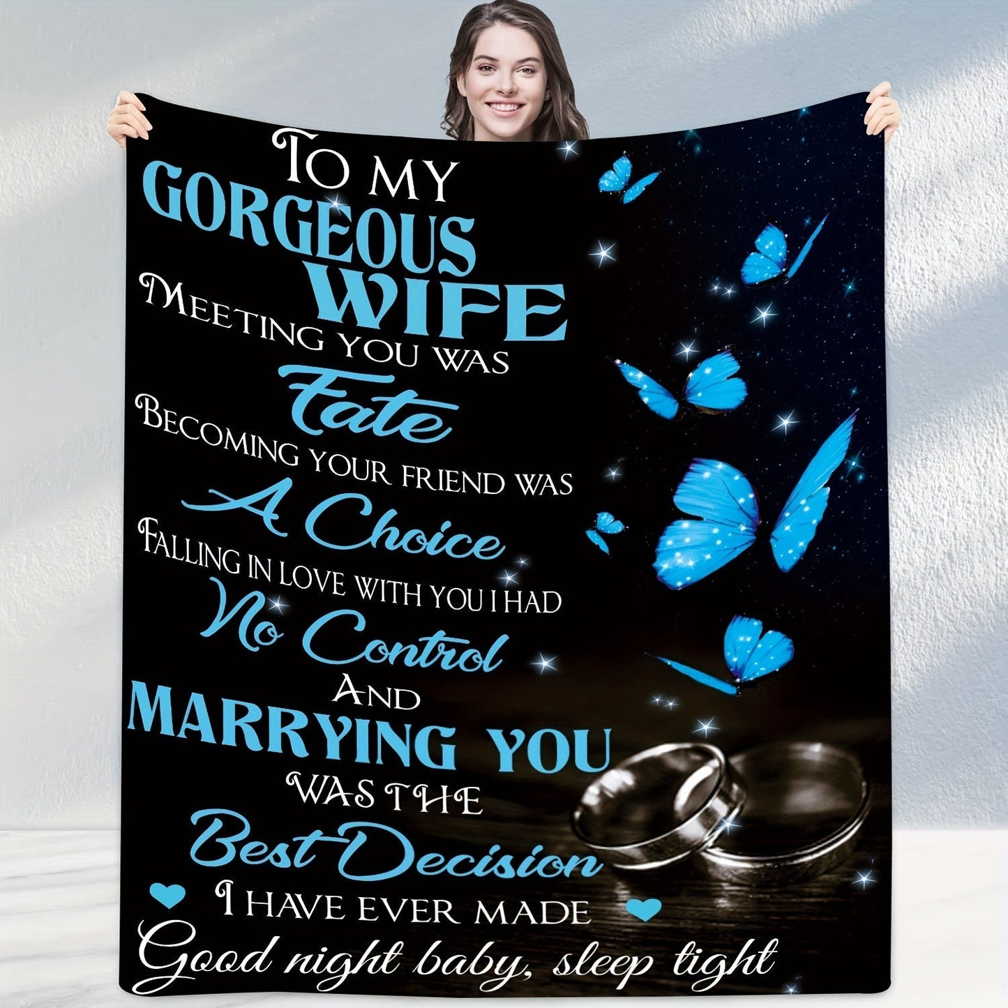 Blanket for Wife Gifts - To My Gorgeous Wife The Best Decision I Have Ever Made - From Husband, Anniversary Birthday Christmas, Romantic Inspirational