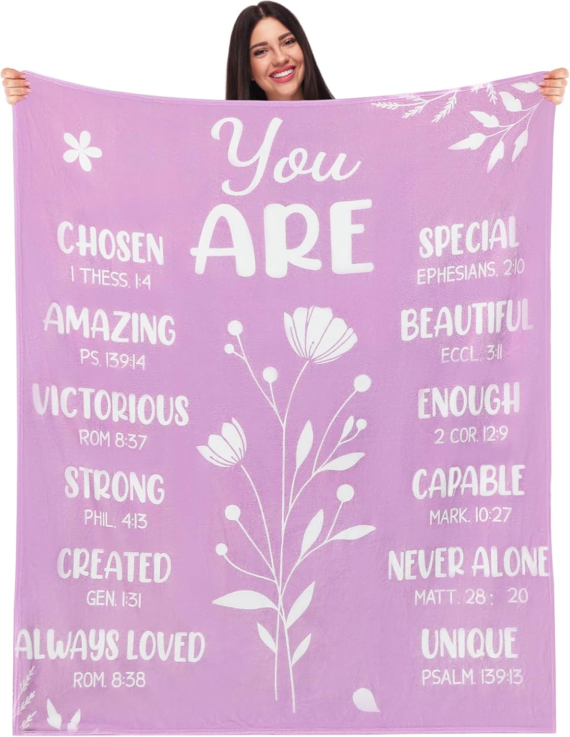 Blanket for Daughter Gifts, “You Are Chosen Amazing Victorious Strong Created Always Loved”, From Mom Dad, Birthday Christmas Graduation Everyday Encouragement, Inspirational Motivational