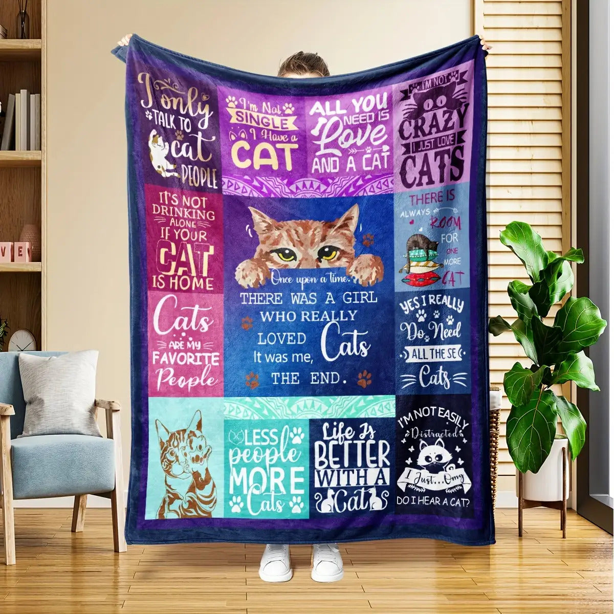 Gifts for Cat Lovers Blanket - There Was a Girl Who Really Loved Cats It Was Me The End. - From Parents, Birthday, Christmas, Everyday Encouragement, Inspirational