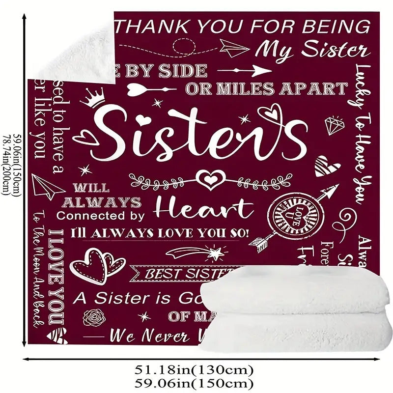 Blanket for Sister Gifts - Sisters Side by Side or Miles Apart Always Connected by Heart - From Sibling, Birthday, Christmas, Everyday Encouragement, Inspirational