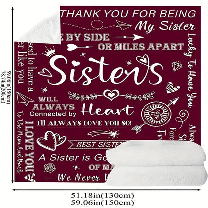 Blanket for Sister Gifts - Sisters Side by Side or Miles Apart Always Connected by Heart - From Sibling, Birthday, Christmas, Everyday Encouragement, Inspirational