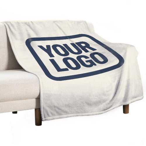 Custom Beige Navy Blue Blanket