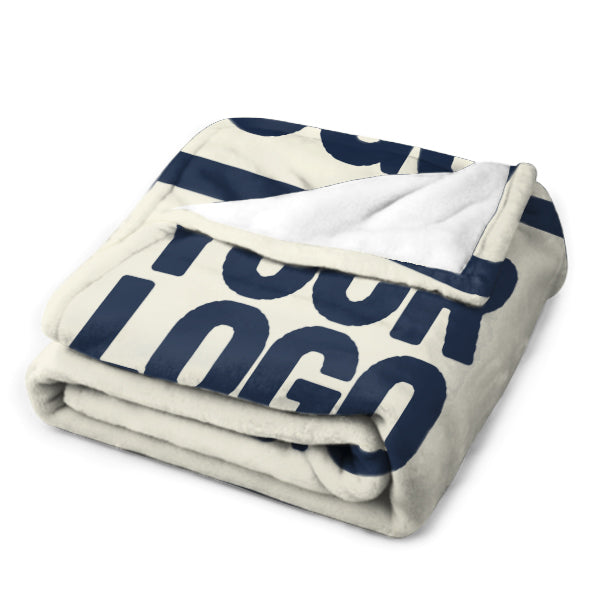 Custom Beige Navy Blue Blanket