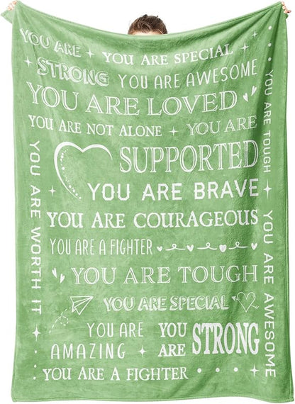 Gifts for Son Blanket, “You Are Loved, Supported, Brave, Courageous, Strong”, From Mom Dad, Birthday, Christmas, Encouragement, Inspirational
