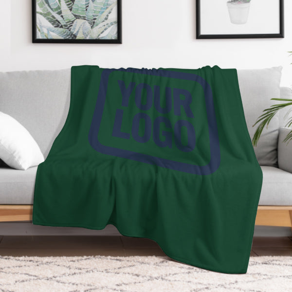 Custom Moss Green Navy Blue Blanket