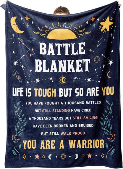 Blanket for Son Gifts, “Life Is Tough But So Are You You Are a Warrior”, From Parents, Birthday, Graduation, Christmas, Inspirational