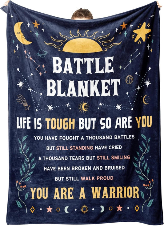 Blanket for Son Gifts, “Life Is Tough But So Are You You Are a Warrior”, From Parents, Birthday, Graduation, Christmas, Inspirational