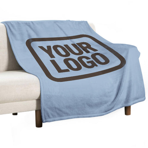 Custom Light Blue Brown Blanket