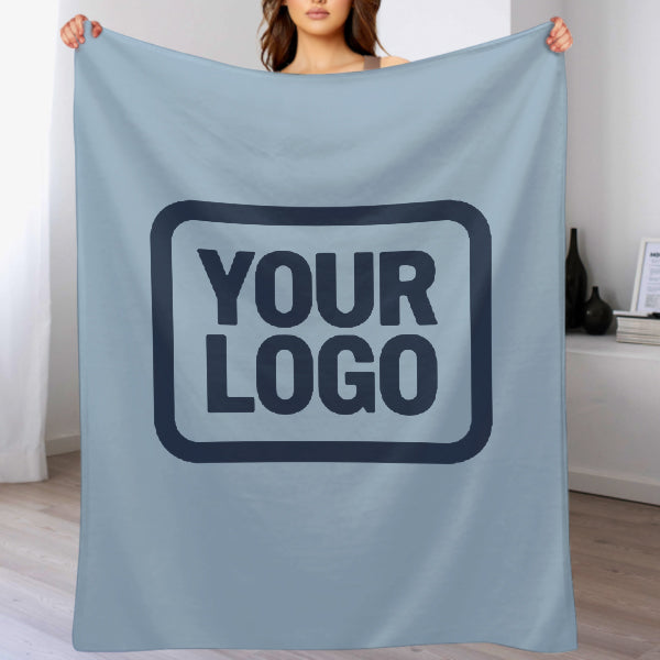 Custom Light Blue Navy Blue Blanket
