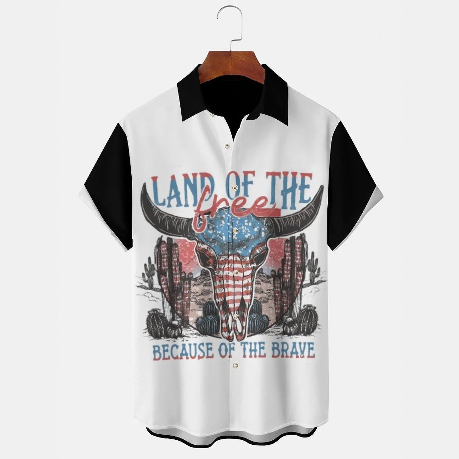 LAND OF THE TREE Men's Casual Stand Collar Soft & Breathable Short Sleeve Shirt