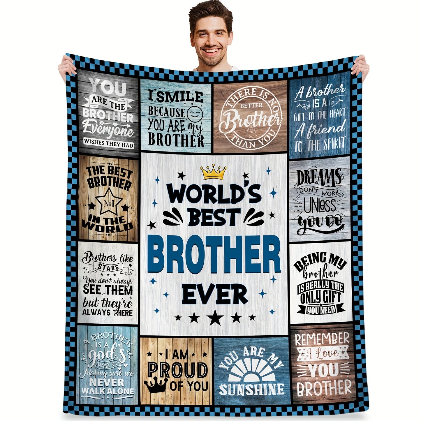 Gifts for Brother Blanket - World’s Best Brother Ever - From Siblings, Birthday, Christmas, Everyday Encouragement, Motivational