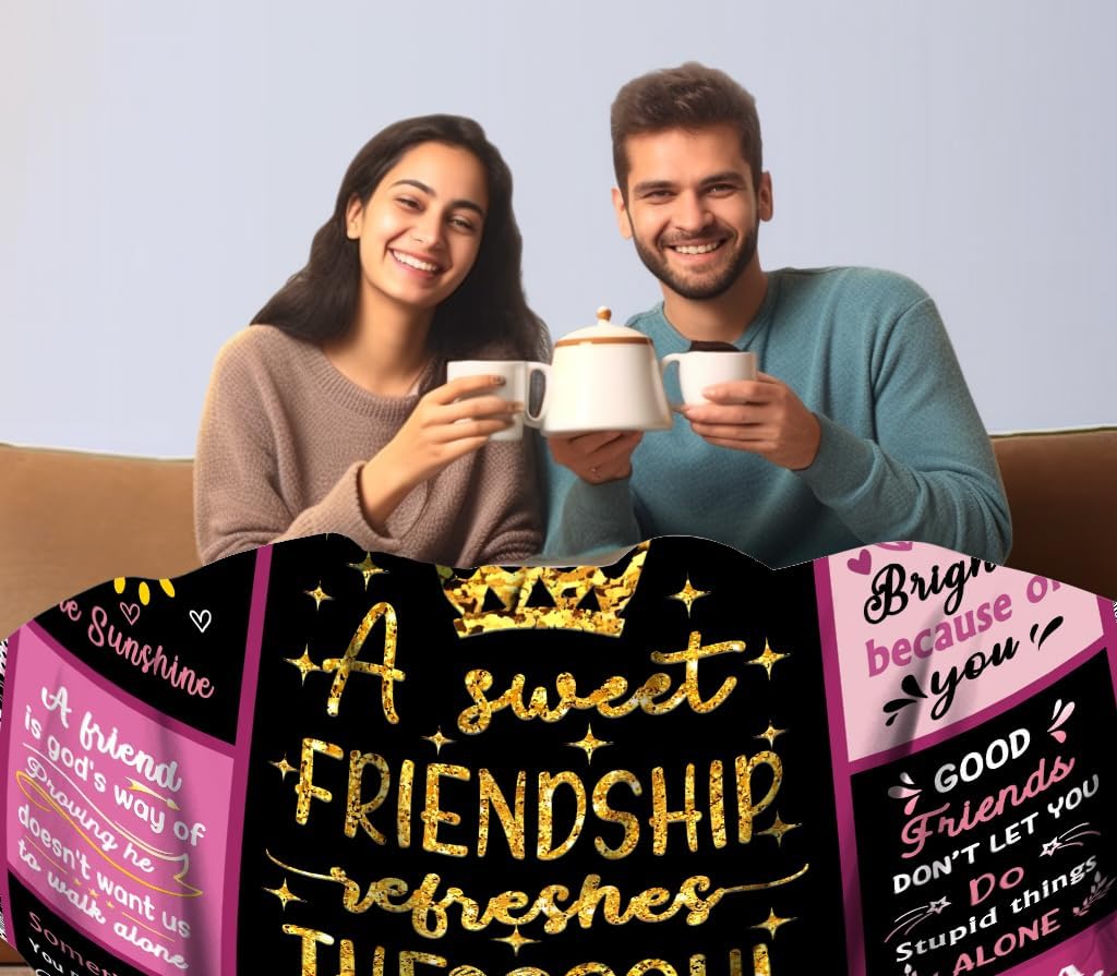 Gifts for Best Friend Blanket, "A Sweet Friendship Refreshes the Soul", From Friend, Birthday, Christmas, Graduation, Inspirational