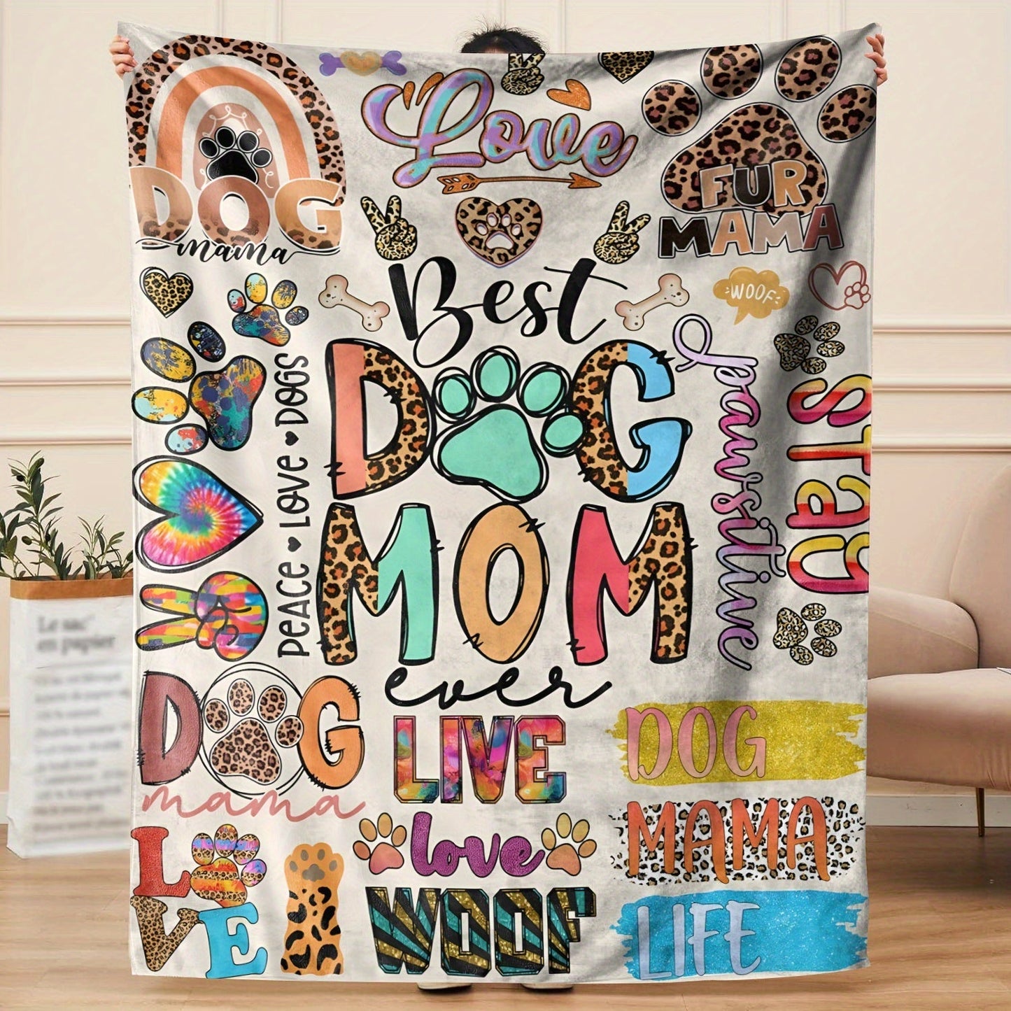 Blanket for Dog Mom Gifts - Best Dog Mom Ever - From Mom Dad, Birthday Christmas Everyday Encouragement, Inspirational Motivational