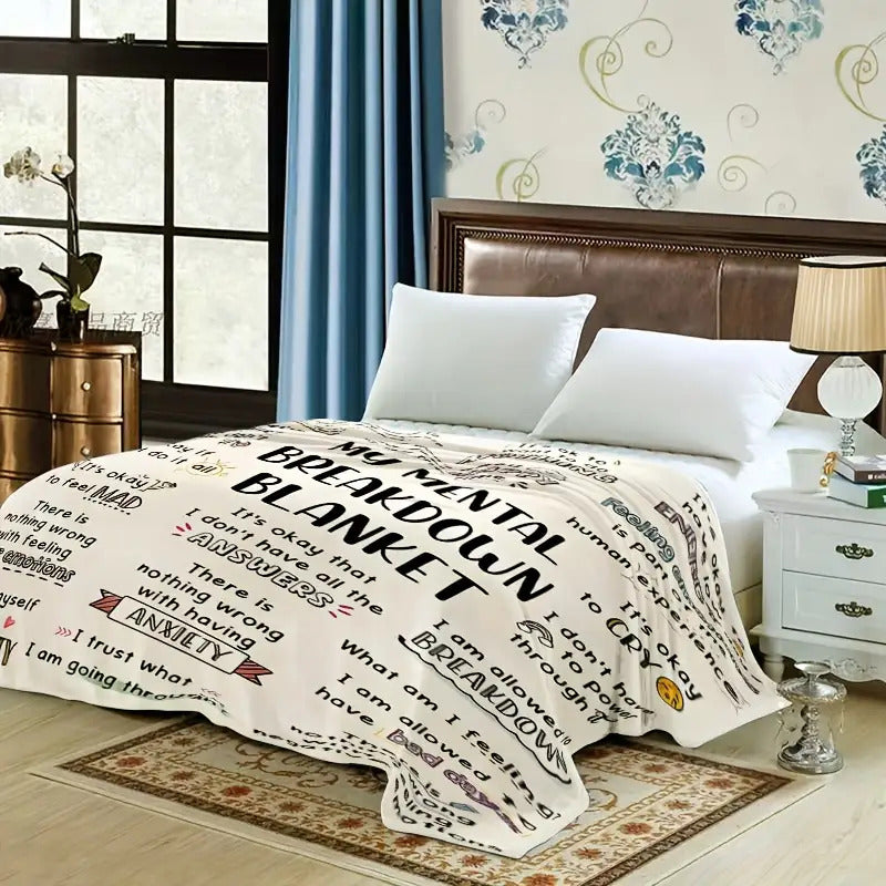 Mental Health Blanket for Gifts - My Mental Breakdown Blanket - From Family Friends, Birthday Christmas Everyday Encouragement, Inspirational Motivational