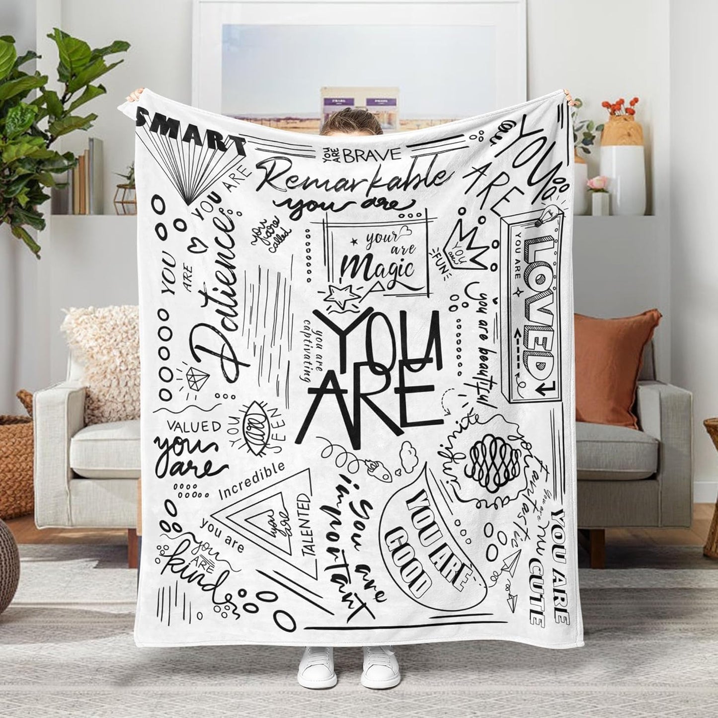 Blanket for Son Gifts, “You Are Loved You Are Remarkable You Are Brave”, From Mom Dad, Birthday Christmas Graduation, Inspirational