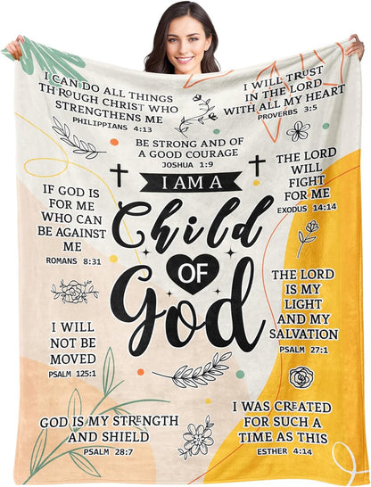 Blanket for Daughter Gifts, “I Am a Child of God”, From Parents, Birthday, Christmas, Graduation, Inspirational Christian