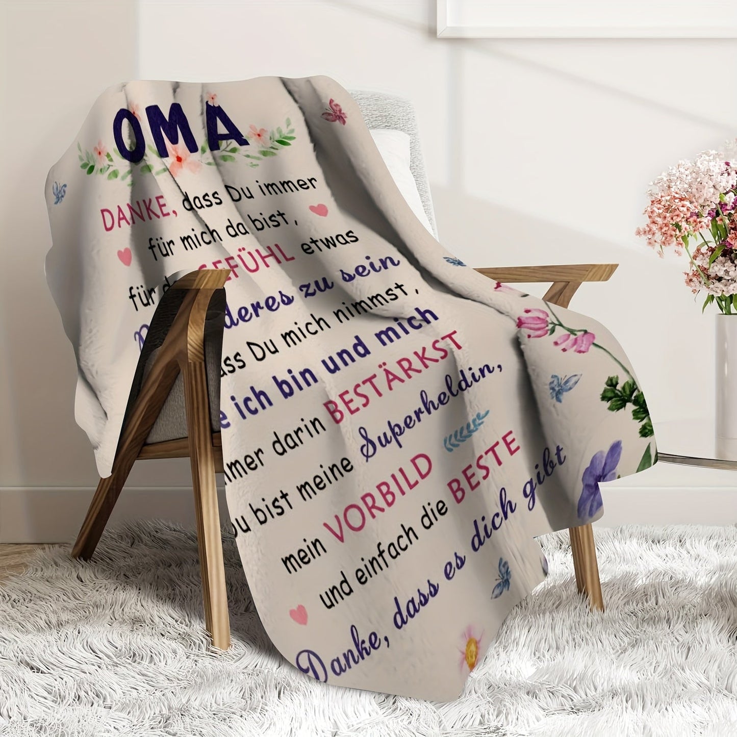 Blanket for Oma Gifts, “Danke, dass Du immer für mich da bist”, From Grandchild, Birthday, Christmas, Everyday Encouragement, Inspirational