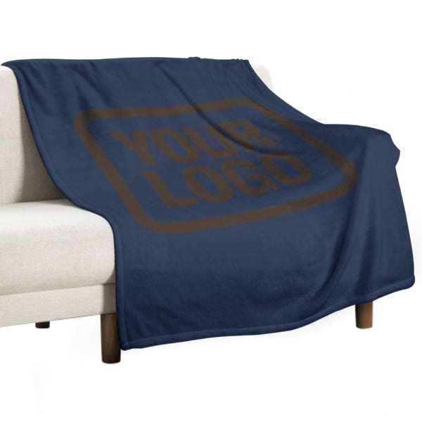 Custom Navy Blue Brown Blanket