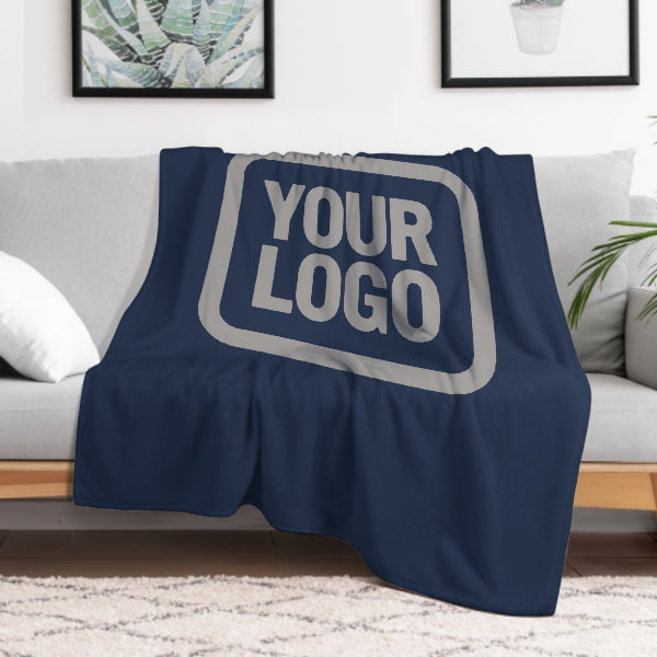 Custom Navy Blue Gray Blanket