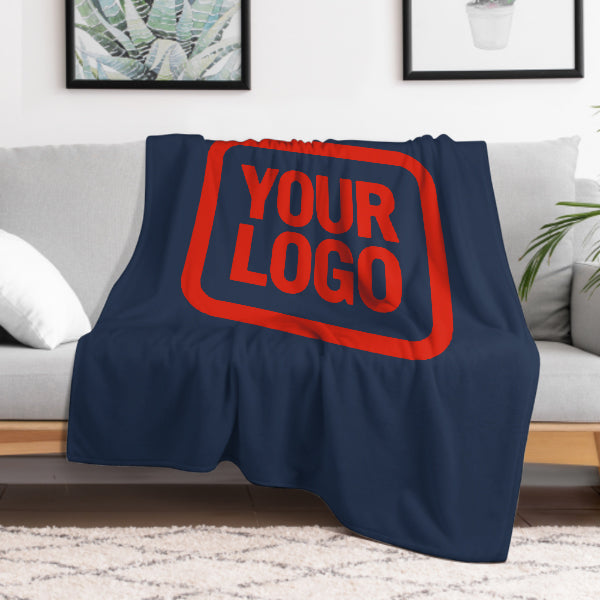 Custom Navy Blue Orange-Red Blanket