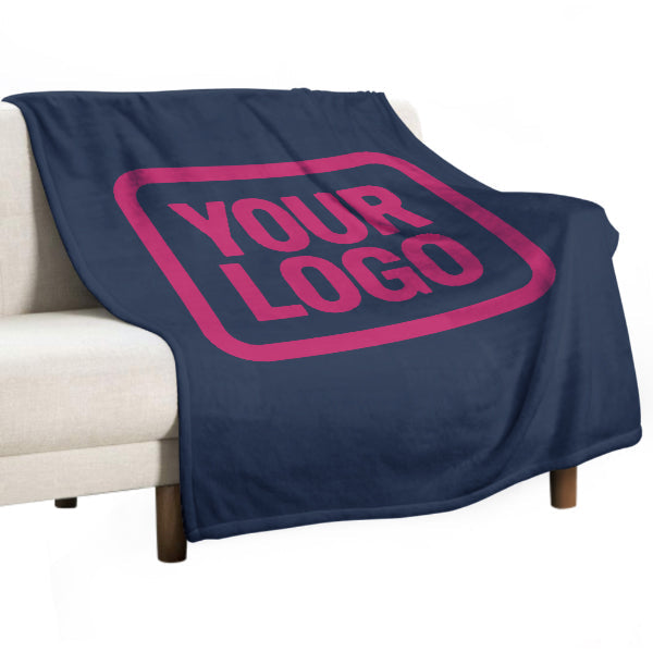 Custom Navy Blue Pink Blanket