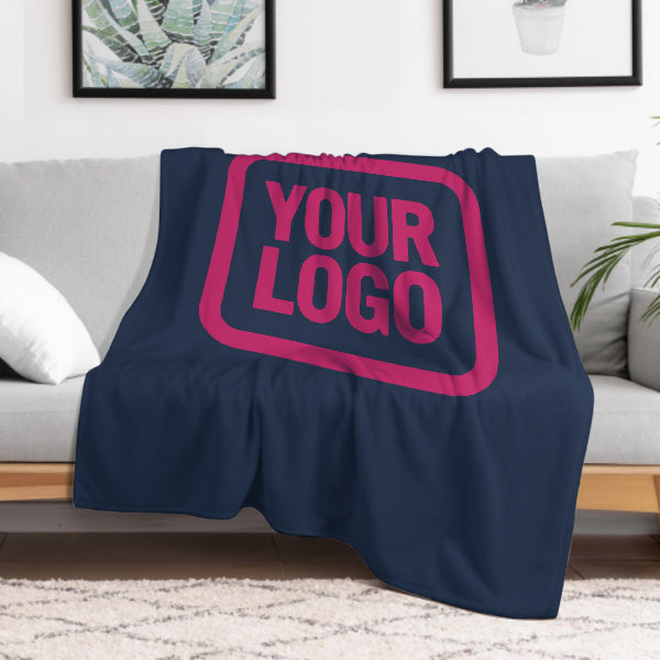 Custom Navy Blue Pink Blanket
