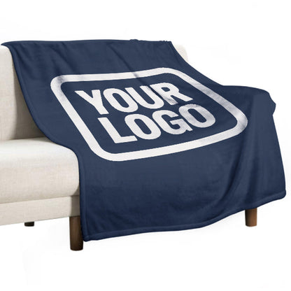 Custom Navy Blue White Blanket