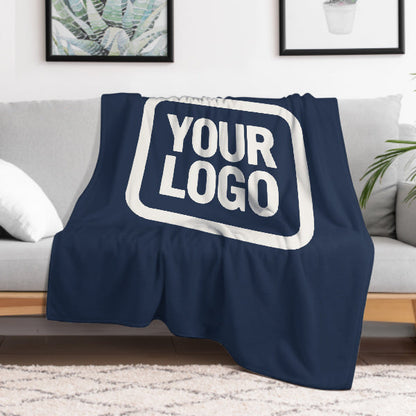 Custom Navy Blue White Blanket