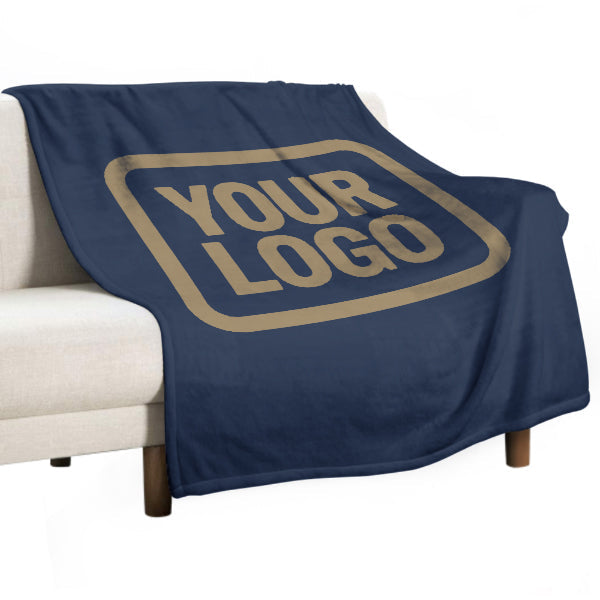 Custom Navy Blue Light Khaki Blanket