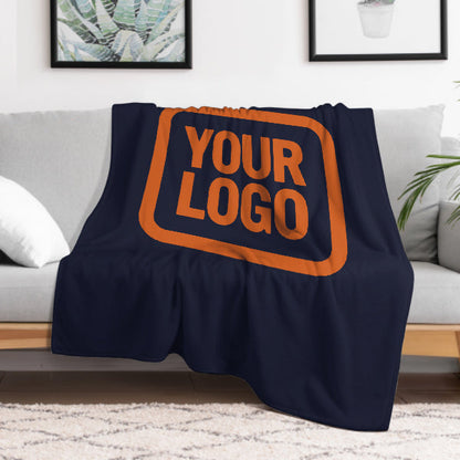 Custom Steel Blue Orange Blanket