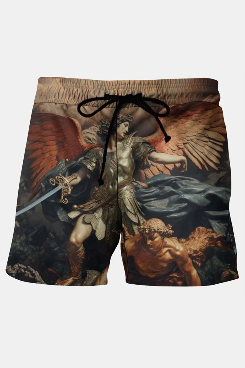 Men's St.Michael Vanquishing Satan Print Shorts