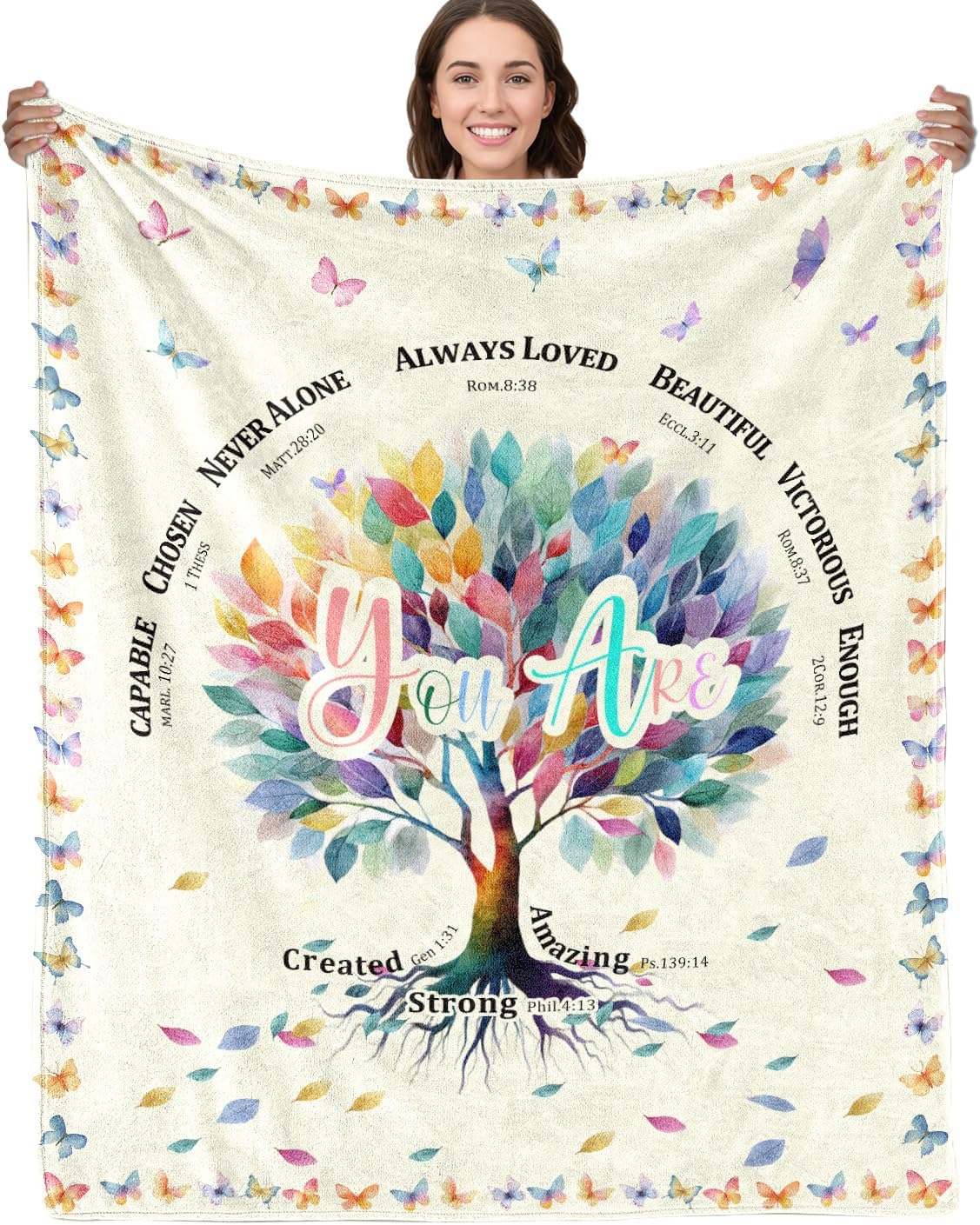 Gifts for Daughter Blanket, “You Are Always Loved, Never Alone, Capable, Strong”, From Mom Dad, Birthday Christmas Graduation, Inspirational