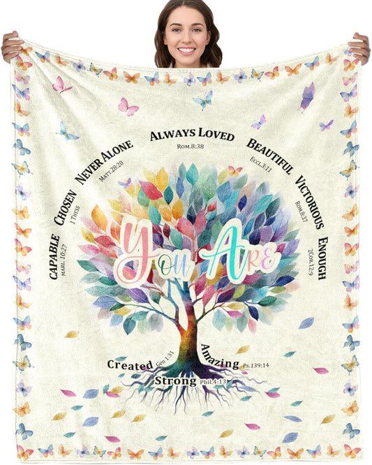 Gifts for Daughter Blanket, “You Are Always Loved, Never Alone, Capable, Strong”, From Mom Dad, Birthday Christmas Graduation, Inspirational