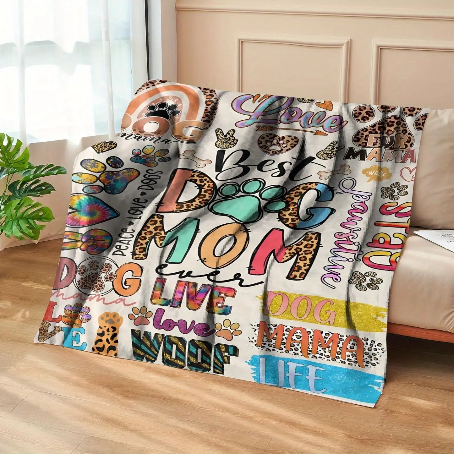 Blanket for Dog Mom Gifts - Best Dog Mom Ever - From Mom Dad, Birthday Christmas Everyday Encouragement, Inspirational Motivational